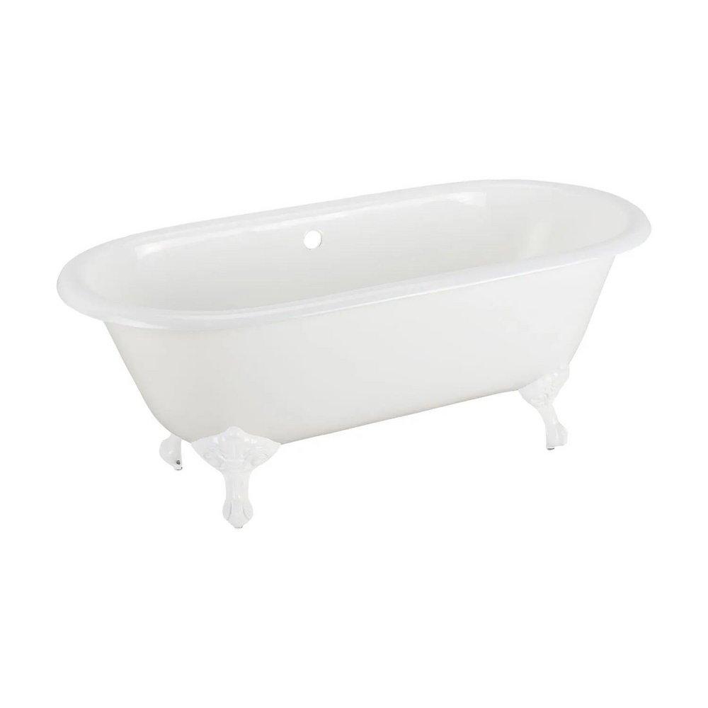 Signature Hardware White 59-13/16 x 30-1/2 in. Freestanding Bathtub with Offset Drain in White 