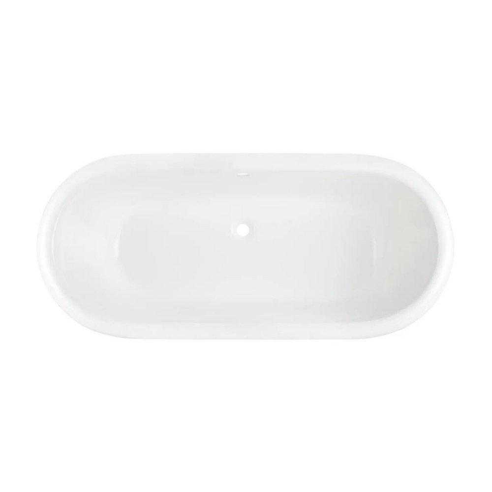 Signature Hardware White 59-13/16 x 30-1/2 in. Freestanding Bathtub with Offset Drain in White 