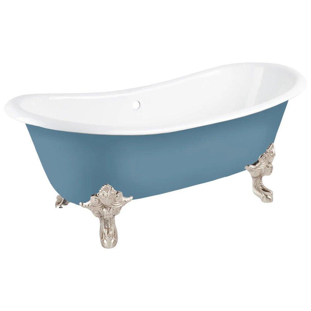 Signature Hardware Slate Blue 72 x 30-1/2 in. Freestanding Bathtub with Offset Drain in Slate Blue 