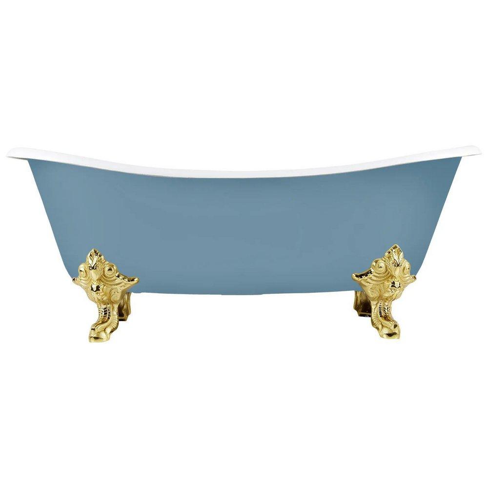 Signature Hardware Slate Blue 72 x 30-1/2 in. Freestanding Bathtub with Offset Drain in Slate Blue 