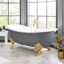 72 x 30-1/2 in. Freestanding Bathtub with Offset Drain in Dark Grey and Brushed Nickel Clawfoot
