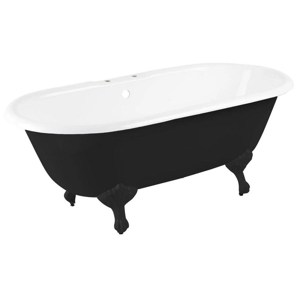 Signature Hardware Black 66 x 30-1/4 in. Freestanding Bathtub with Offset Drain in Black 