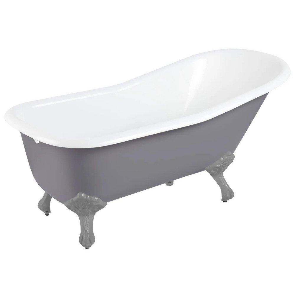 Signature Hardware Dark Grey 66 x 29-15/16 in. Freestanding Bathtub with End Drain in Dark Grey 