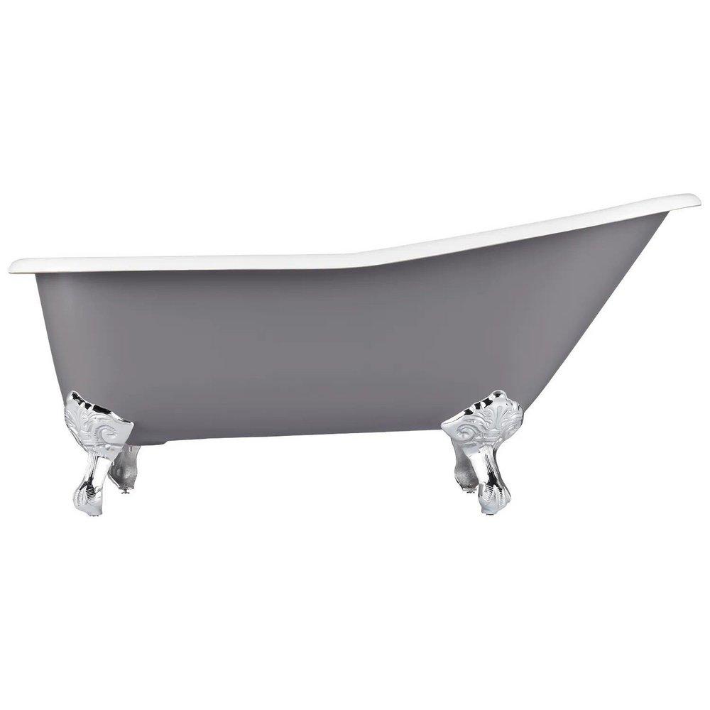 Signature Hardware Dark Grey 66 x 29-15/16 in. Freestanding Bathtub with End Drain in Dark Grey 