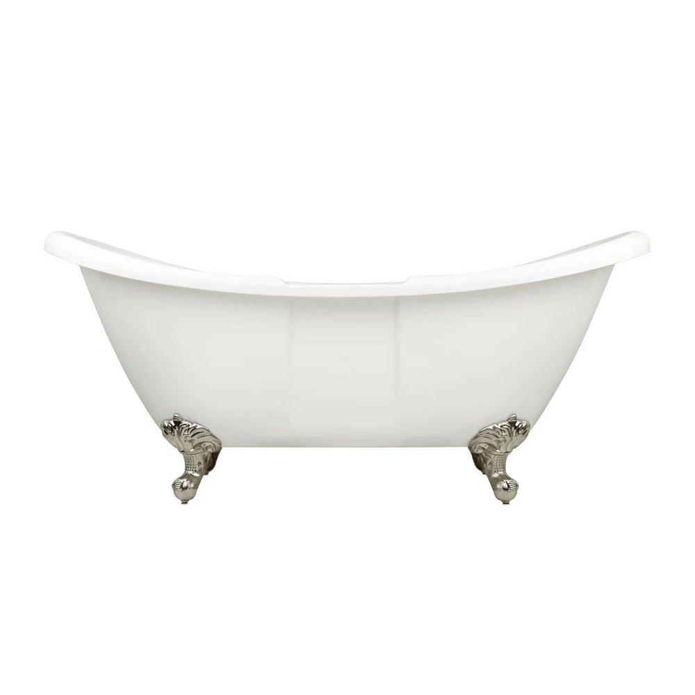 Signature Hardware White 63 x 28 in. Freestanding Bathtub with Offset Drain in White 