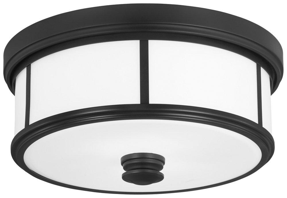 Minka Lavery Coal 2-Light Flush Mount Ceiling Fixture with Etched Opal Glass 