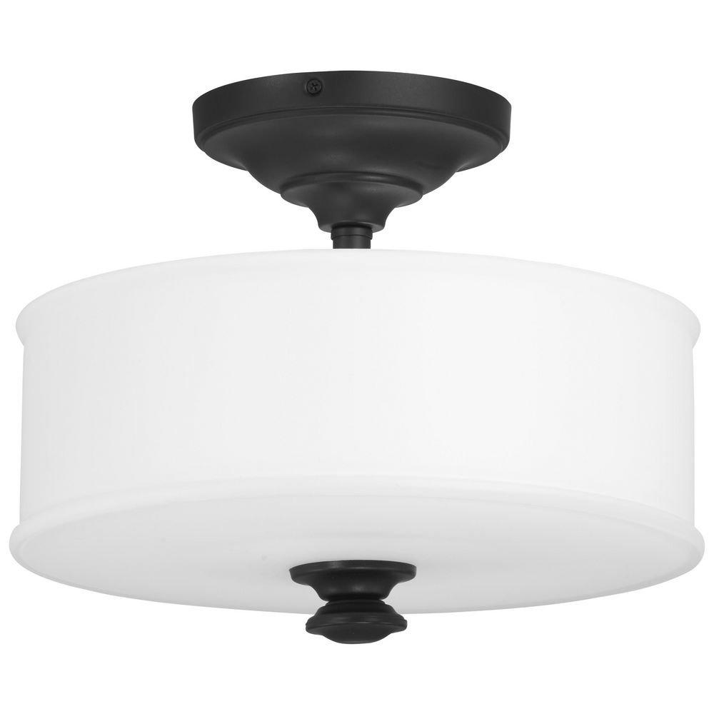 Minka Lavery Coal 100W 2-Light Medium E-26 14 in. Wide Semi-Flush Ceiling Fixture 