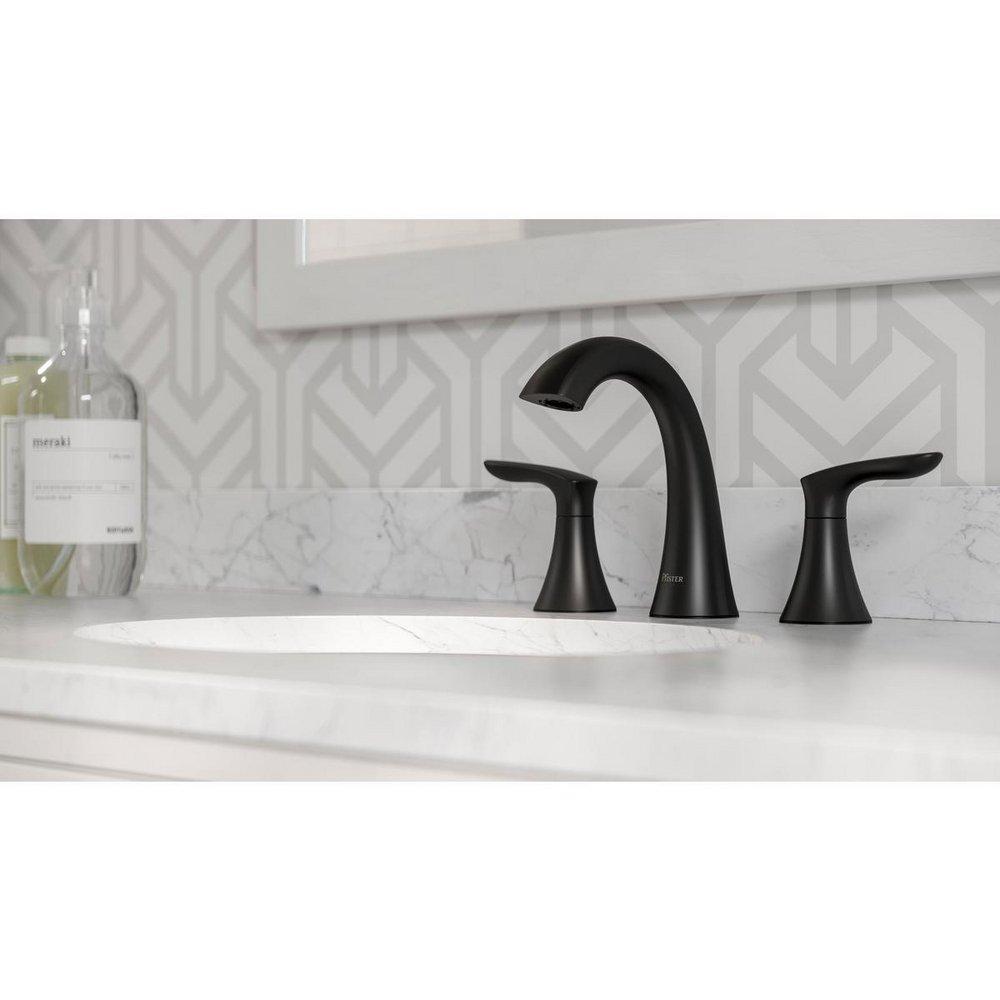 Pfister Matte Black Two Handle Widespread Bathroom Sink Faucet 