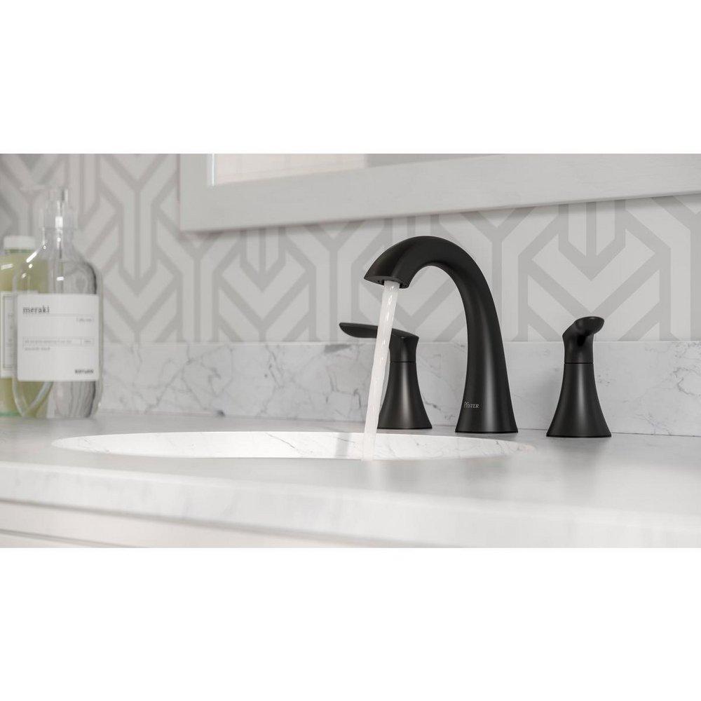Pfister Matte Black Two Handle Widespread Bathroom Sink Faucet 