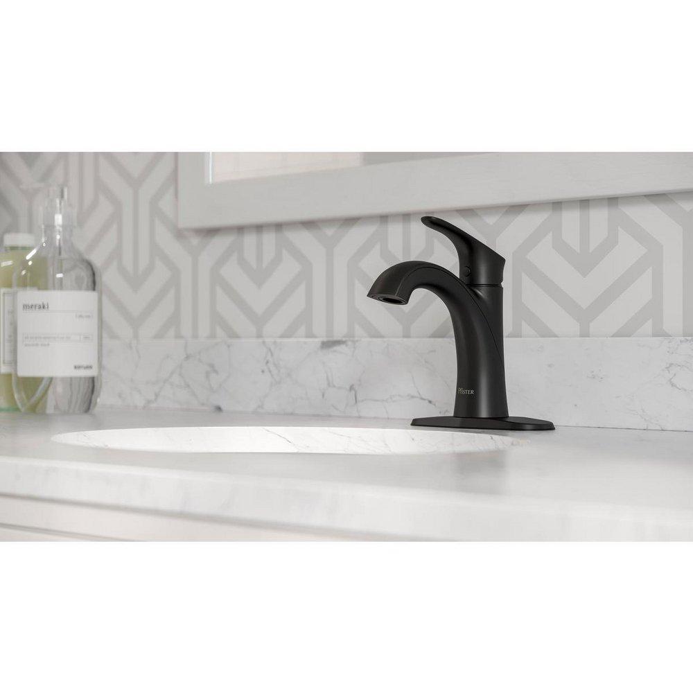 Pfister Matte Black Single Handle Monoblock Bathroom Sink Faucet 