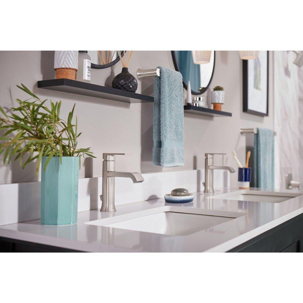 GENTA SINGLE HOLE SINGLE-HANDLE BATHROOM FAUCET IN SPOT RESIST BRUSHED NICKEL 