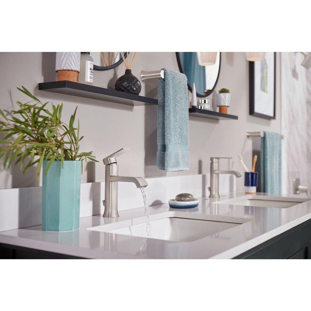 GENTA SINGLE HOLE SINGLE-HANDLE BATHROOM FAUCET IN SPOT RESIST BRUSHED NICKEL 