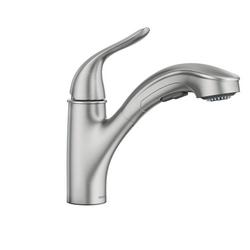 Single Handle Pull Out Kitchen Faucet in Stainless Steel