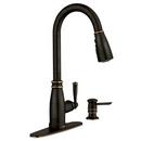 Single Handle Pull Down Kitchen Faucet in Mediterranean Bronze 