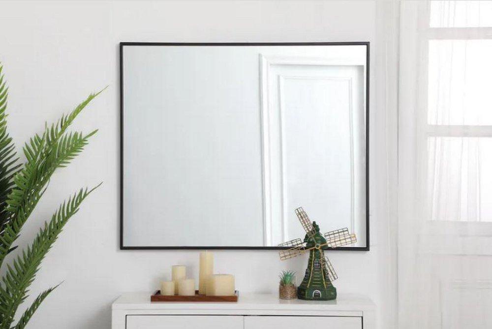 Elegant Lighting Black 1 in. Mirror Rectangular in Blacks 