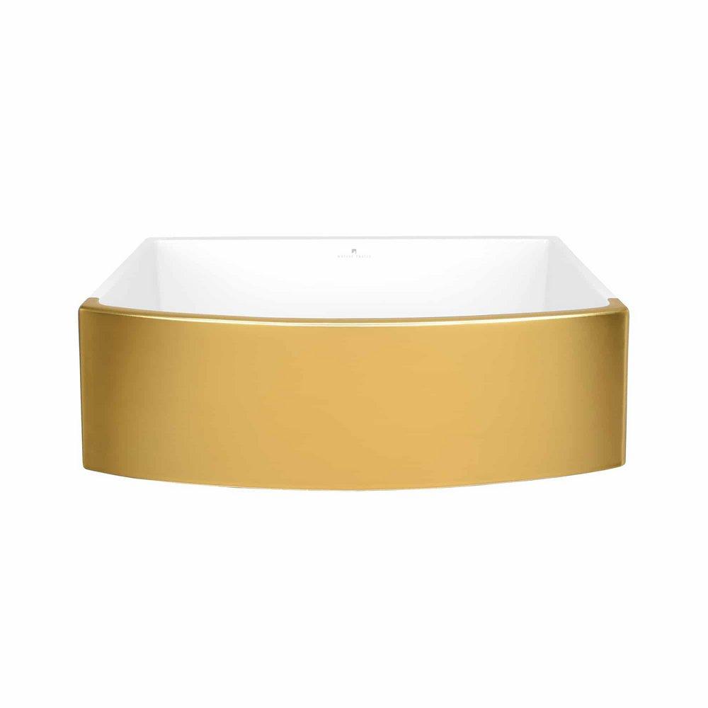 Native Trails 24K Matte Gold 33 x 19-1/2 in. No Hole Fireclay 1 Bowl Farmhouse Kitchen Sink 