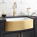 Native Trails 24K Matte Gold 33 x 19-1/2 in. No Hole Fireclay 1 Bowl Farmhouse Kitchen Sink 