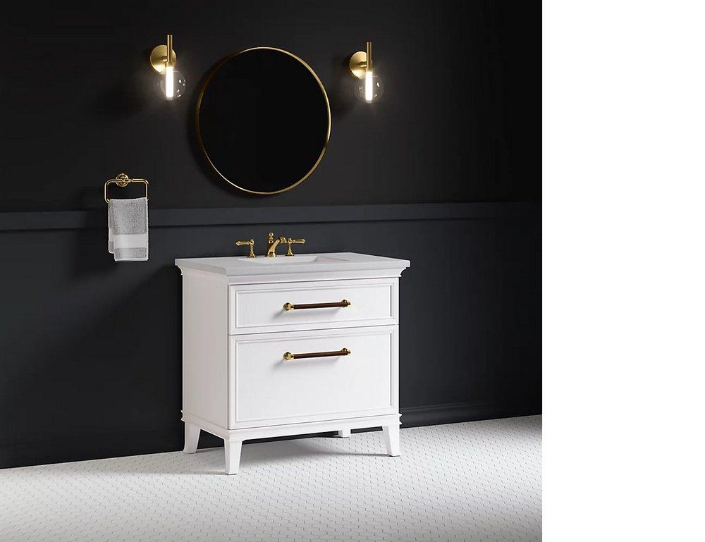 36 in. Floor Mount Vanity in Linen White 
