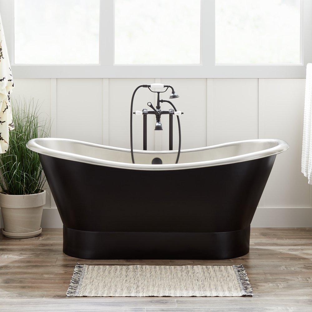 Signature Hardware Antique Black 70 x 29 in. Freestanding Bathtub with Offset Drain 