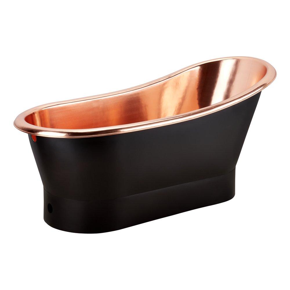 Signature Hardware Antique Black 70 x 30 in. Freestanding Bathtub with Offset Drain 