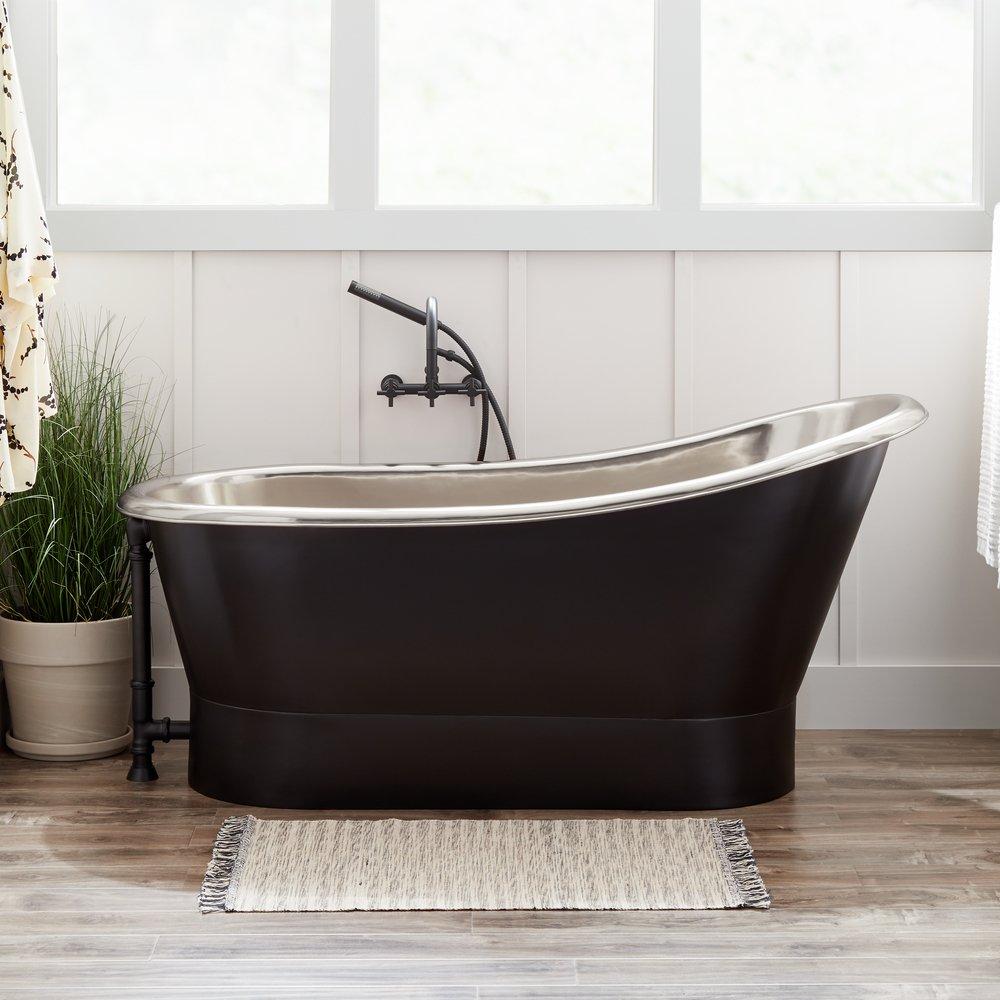 Signature Hardware Antique Black 70 x 30 in. Freestanding Bathtub with Offset Drain 