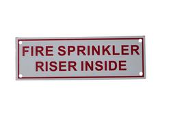 6 x 2 in. Fire Sprinkler Riser Inside Aluminum Sign