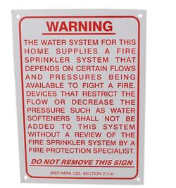 5 x 7 in. NFPA Sprinkler System Warning Aluminum Sign