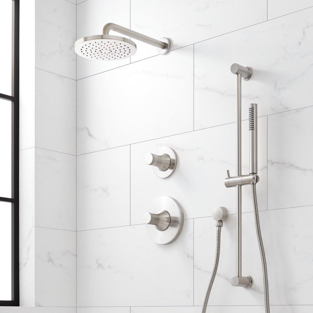 Signature Hardware Brushed Nickel Two Handle Single Function Shower System 
