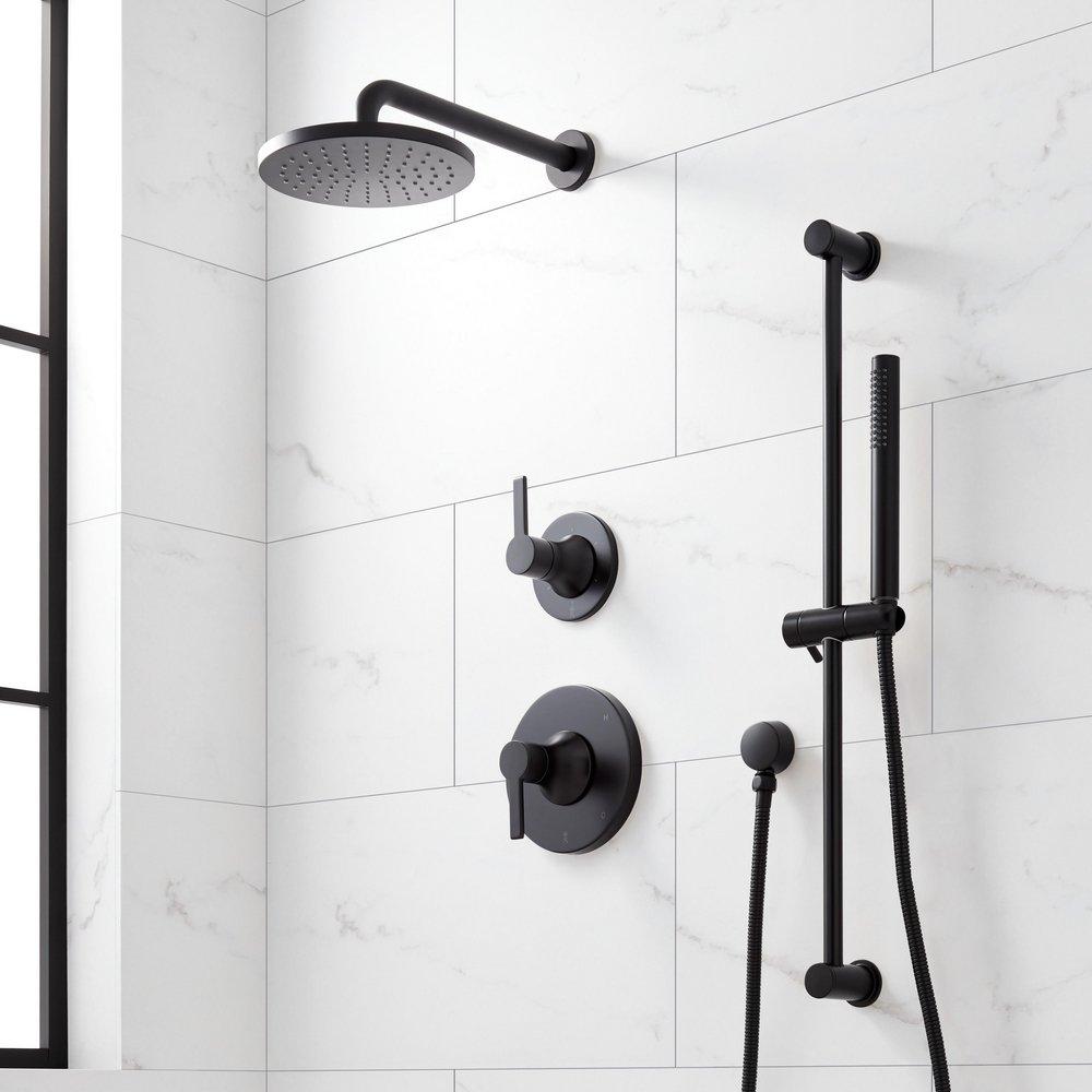 Signature Hardware Matte Black Two Handle Single Function Shower System 