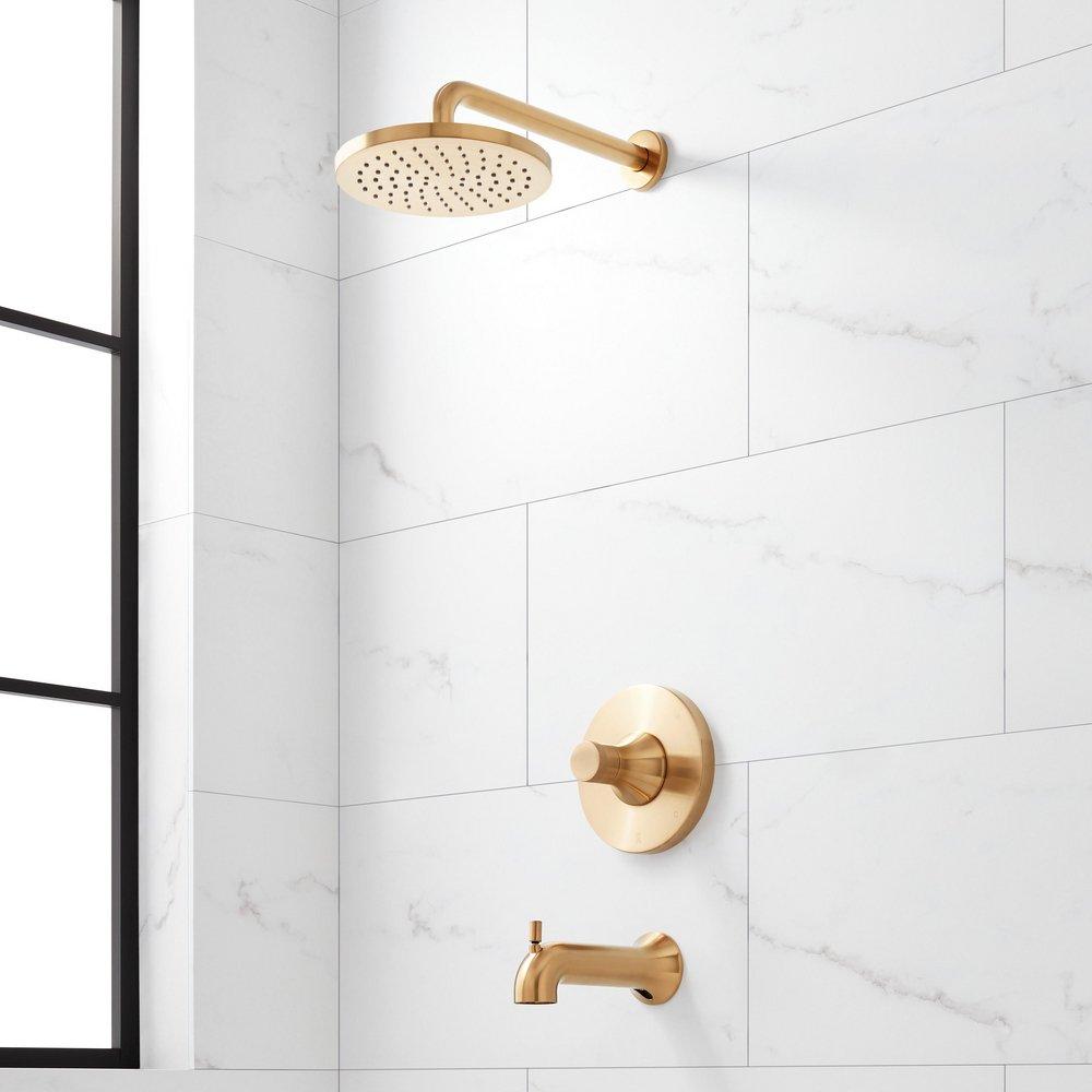 Signature Hardware Brushed Gold Single Handle Single Function Bathtub & Shower Faucet 