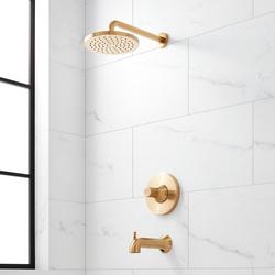 One Handle Single Function Pressure Balancing Bathtub & Shower Faucet in Brushed Gold