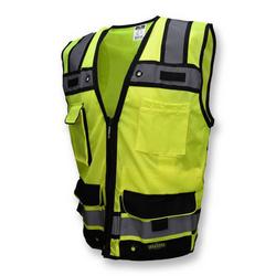 Size XL Polyester Mesh Reusable Surveyor Vest in Hi-Viz Green