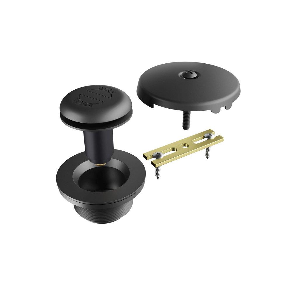 One Hole Toe Activated Drain Kit in Matte Black 