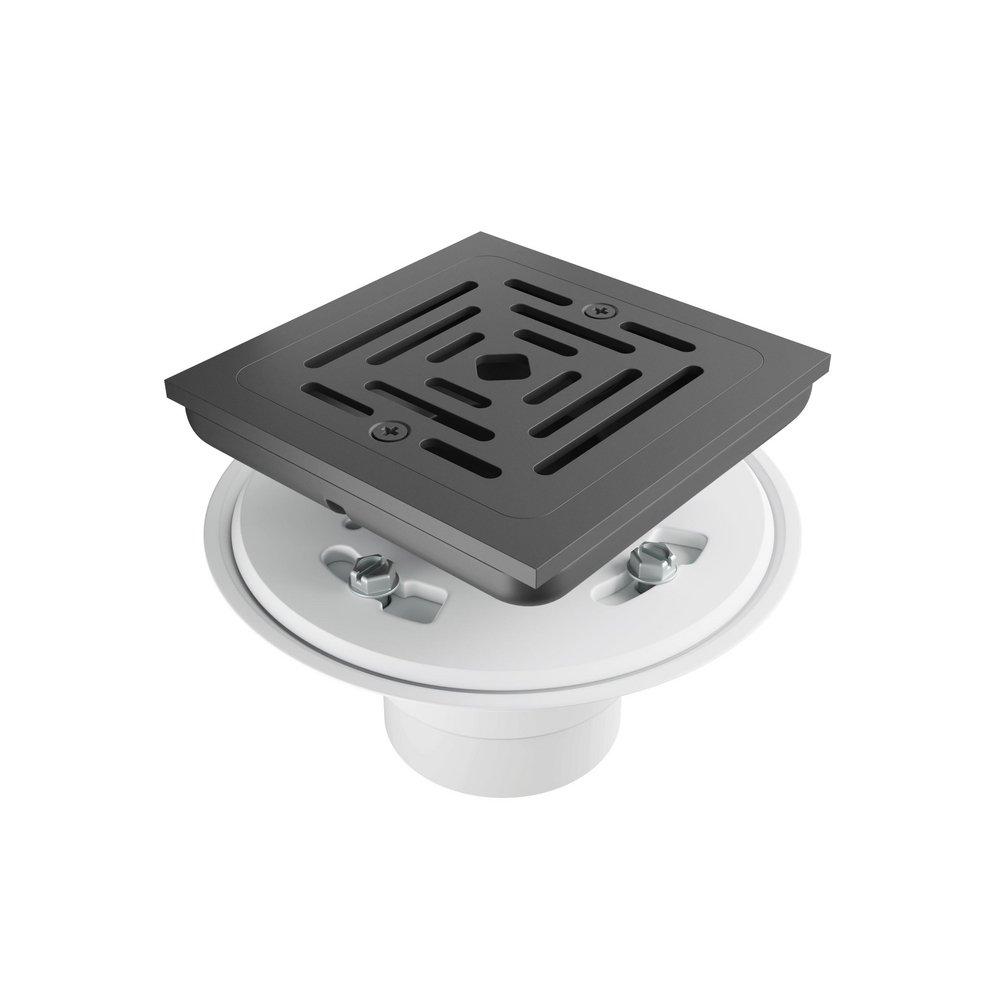 Square Tile-in Shower Drain in Matte Black 
