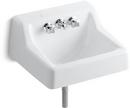 3-Hole Rectangular Wall Mount Bathroom Sink with 5-1/2 in. Centerset in White