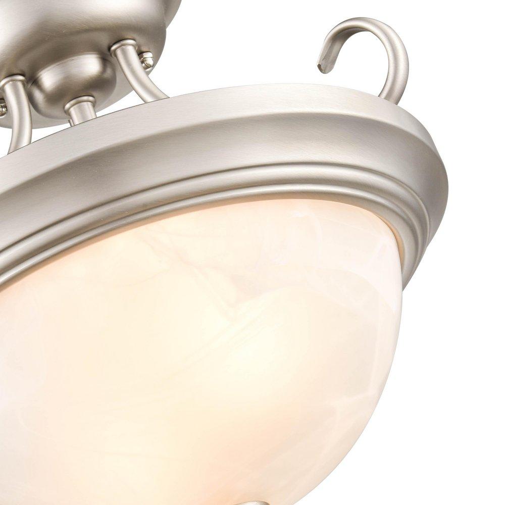 2-Light Semi-Flush Mount Ceiling Light in Satin Nickel 
