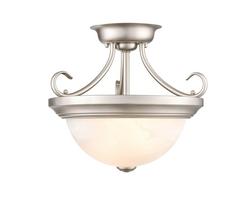 2-Light Semi-Flush Mount Ceiling Light in Satin Nickel