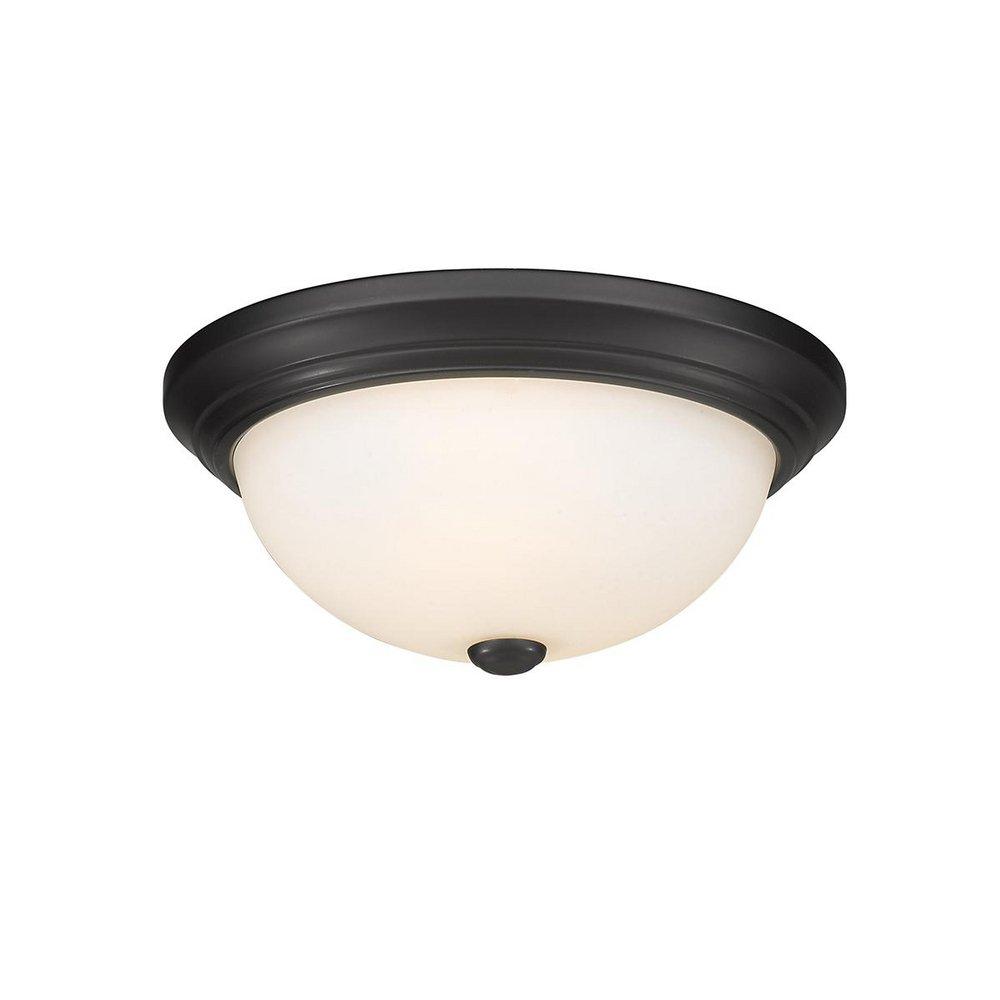 2-Light Flush Mount Ceiling Light in Matte Black 