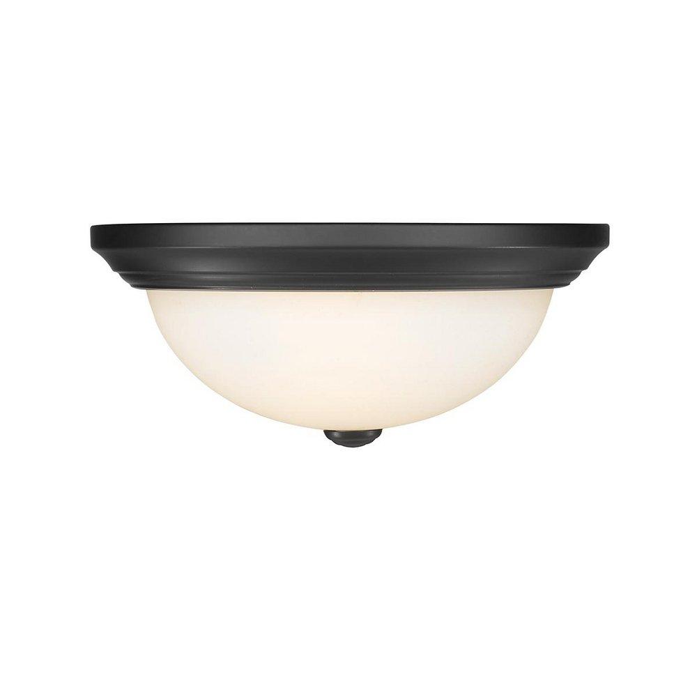 2-Light Flush Mount Ceiling Light in Matte Black 