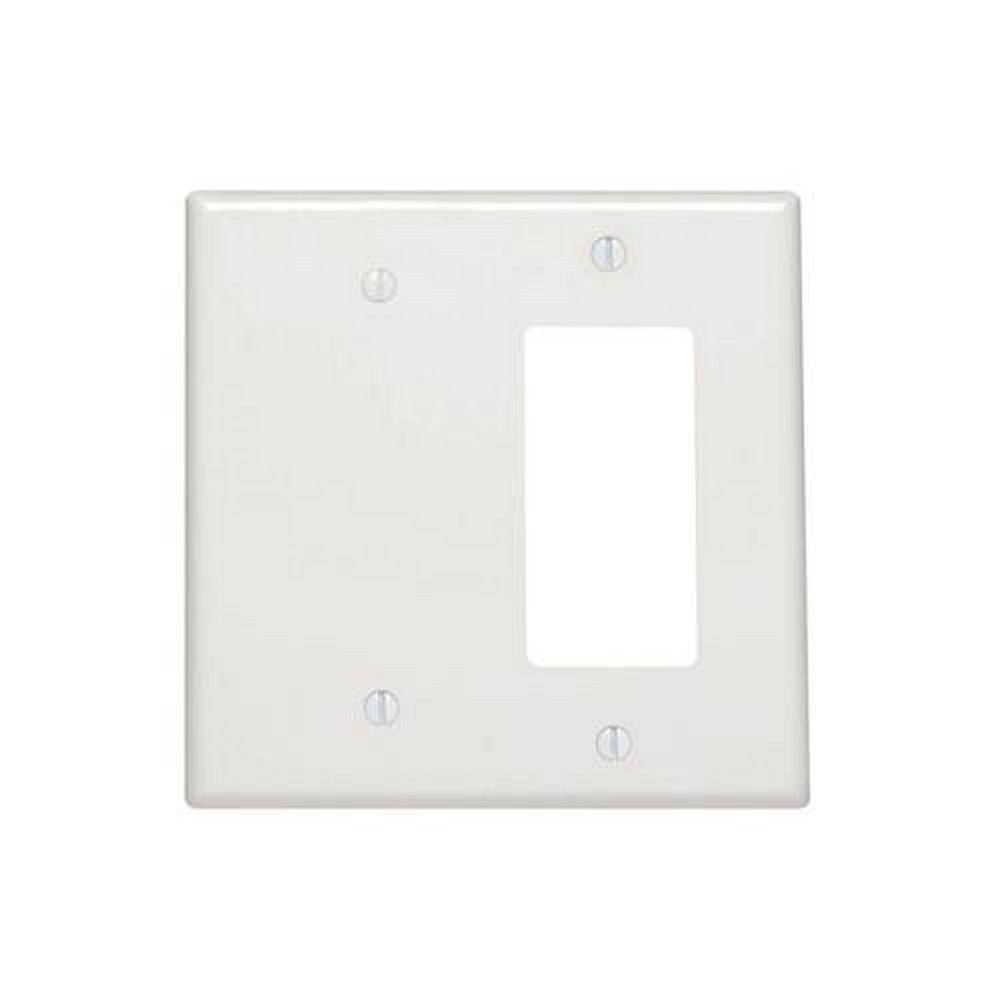 2-Gang Midway Wall Plate &ndash; 1 Decora/GFCI & 1 Blank, White Thermoset 