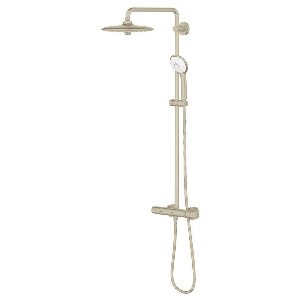 GROHE Brushed Nickel Infinity Finish Two Handle Multi Function Shower System 