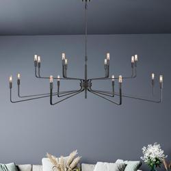 60W 16-Light 2-Tier Incandescent Chandelier in Forged Iron