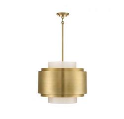 60W 4-Light Candelabra E-12 Incandescent Pendant Light in Burnished Brass