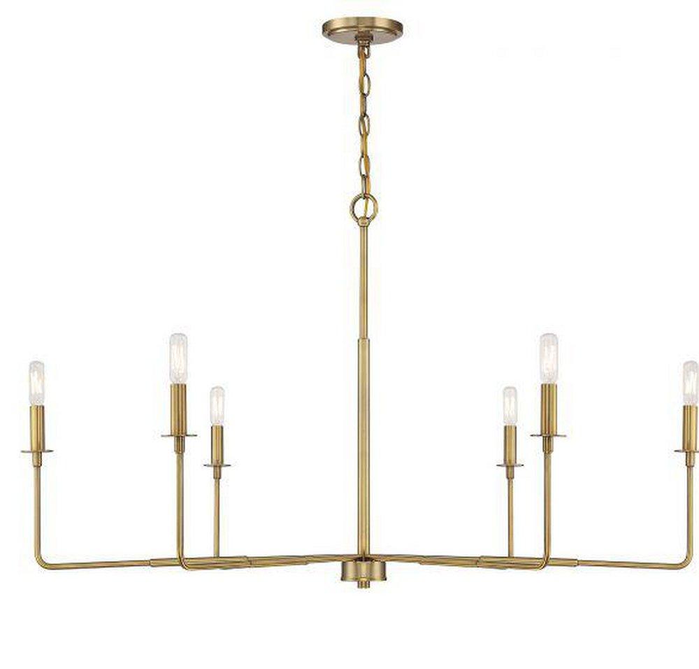 SALERNO 6 LIGHT WARM BRASS CHANDELIER 