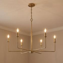 60W 6-Light 1-Tier Incandescent Chandelier in Warm Brass