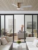 52 INCH INDOOR/OUTDOOR CEILING FAN WITH MATTE WHITE BLADES AND LED LIGHT KIT BRUSHED SATIN BRASS 