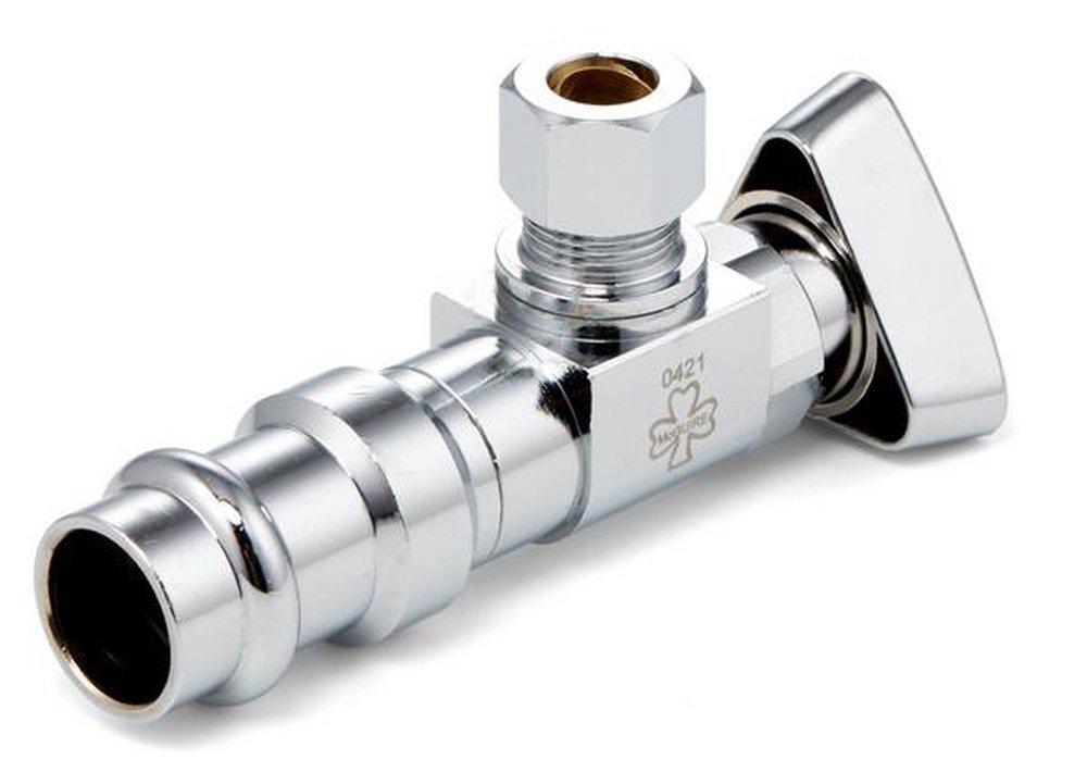 McGuire Manufacturing Chrome Plated Press x GHT Loose Key Handle Angle Supply Stop Valve in Chrome Plated 