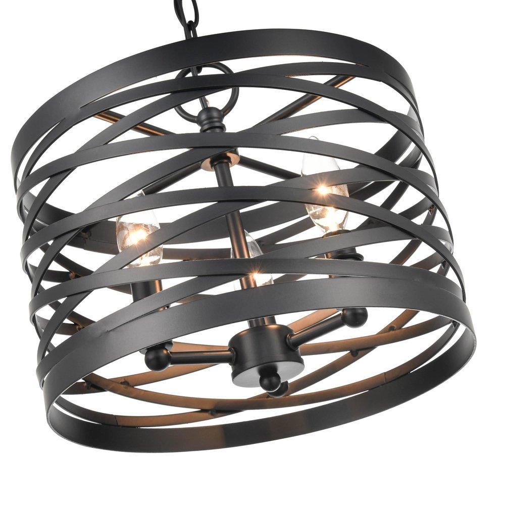 3-Light Pendant Light in Matte Black 