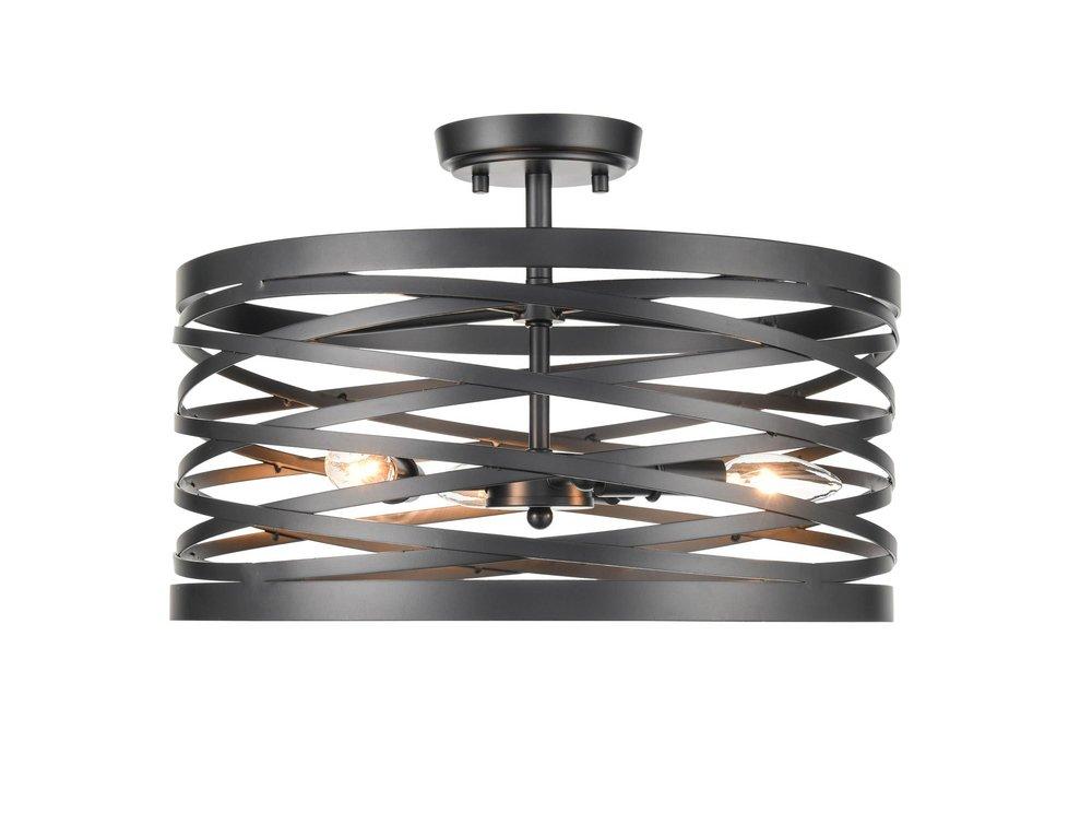 Millennium Lighting Matte Black 3-Light Semi-Flush Mount Ceiling Light 