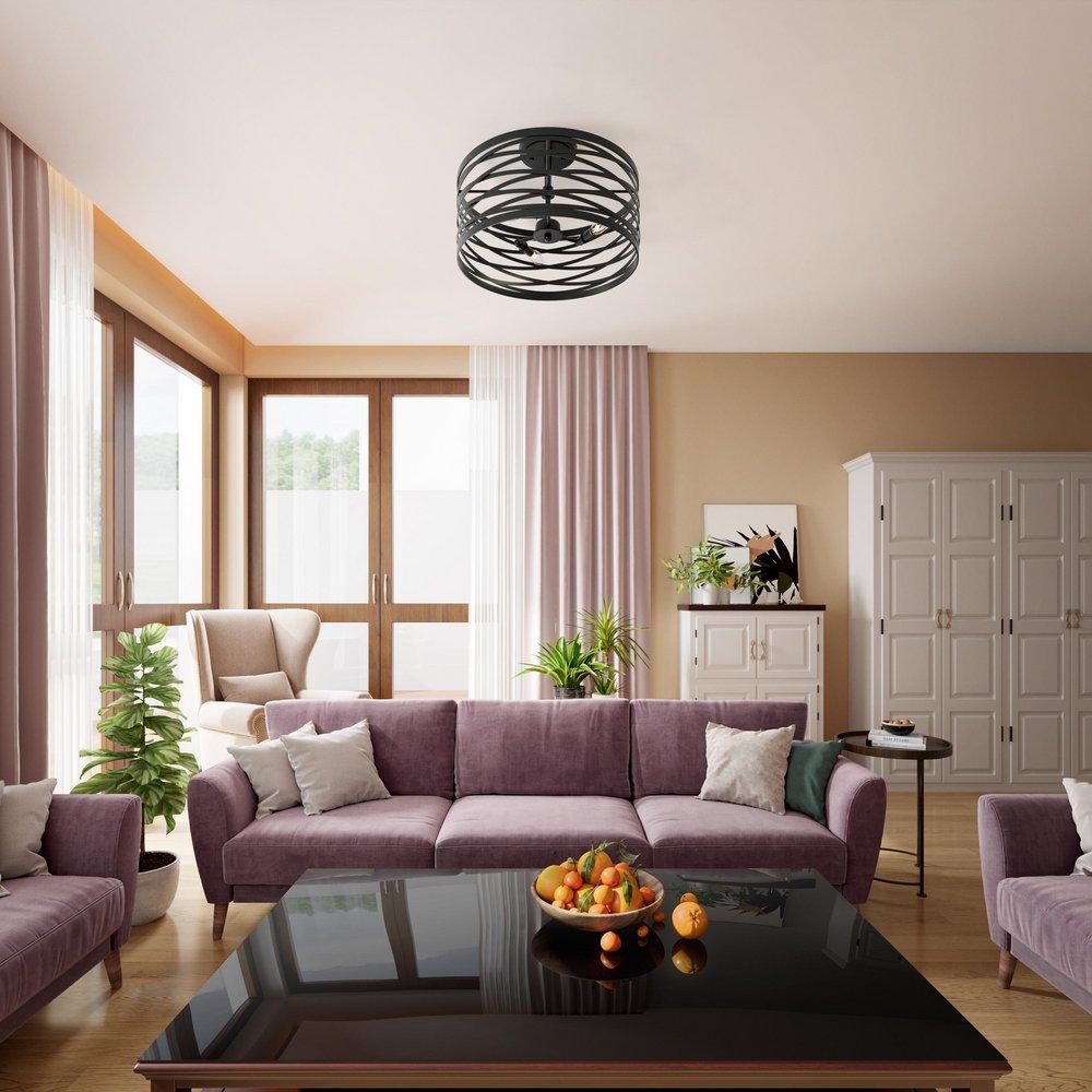 Millennium Lighting Matte Black 3-Light Semi-Flush Mount Ceiling Light 